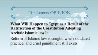 What Will Happen to Egypt as a Result of the Ratification of the Constitution Adopting Archaic Islamic law? :